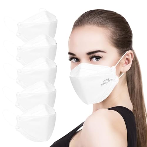 akgk KN95 Face Masks 50 Pack, 5-Ply Disposable White Face Mask Against PM 2.5 Smoke & Dust, Filtration Efficiency 95% - color: Z-50 Pack-white