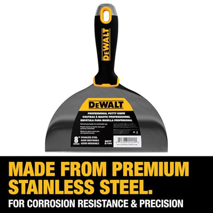 DEWALT 8" Putty Knife | Stainless Steel w/Soft Grip Handle | DXTT-2-144 - size: 8-inch