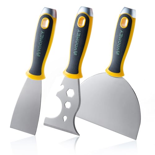Voomey Stainless Steel Putty Knife,Putty Knife Set, Metal Scraper, Paint Scraper Tool for Removing Wallpaper, Repairing Drywall, Scraping, Repairing, Plastering, and Other Painting Projects