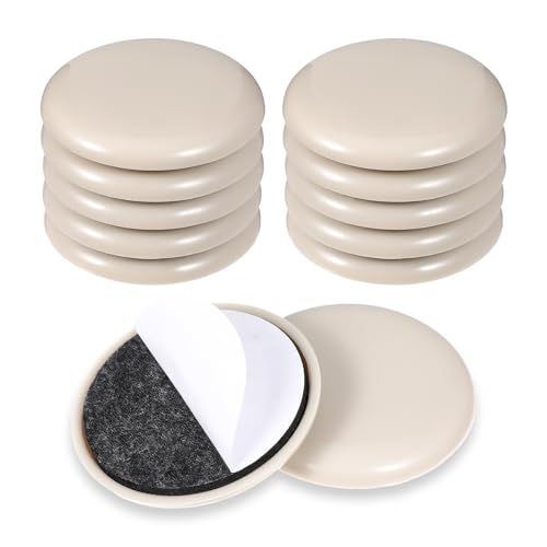 12PCS 2 Inches Self-Stick Furniture Glides, Furniture Sliders, Heavy Duty Moving Pads for Carpet and Hardwood Floors(Beige)
