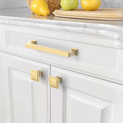 Amerdeco 10 Pack Brushed Gold Cabinet Pulls 5 Inch(128MM) Hole Centers Kitchen Cabinet Handles Cabinet Hardware Kitchen Handles for Cabinets Cupboard Handles Drawer Pulls ZH0019 - color: Brushed Gold, size: 5"/128MM Hole Center
