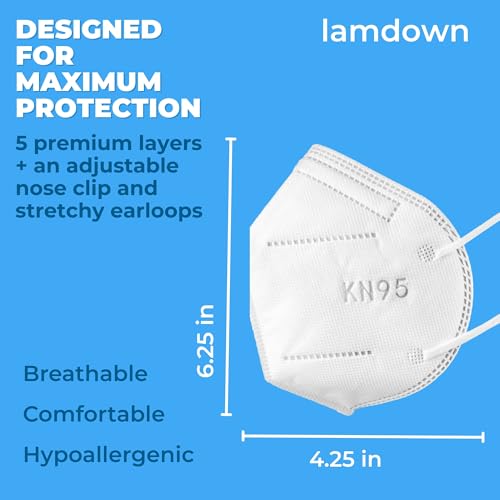 (50-Pack) KN95 Face Masks, Individually Wrapped, Premium Disposable Dust Mask, White - color: 50 Masks (White)
