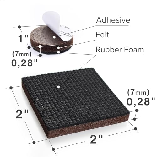 Non Slip Furniture Pads X-PROTECTOR 48 PCS - 32 pcs 1” Round + 16 pcs 2" Square Furniture Grippers! Rubber Feet Hardwood Floor Protectors for Furniture Legs - Couch Stoppers - Keep Furniture in Place! - size: 1 inch + 2