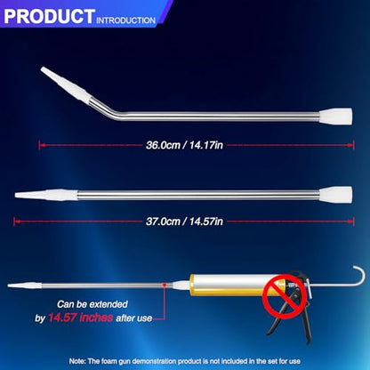 Four Glass Glue nozzles, two Straight and two Curved,long sausage glue nozzles,stainless steel material,caulking nozzle extension,Sealing for special places