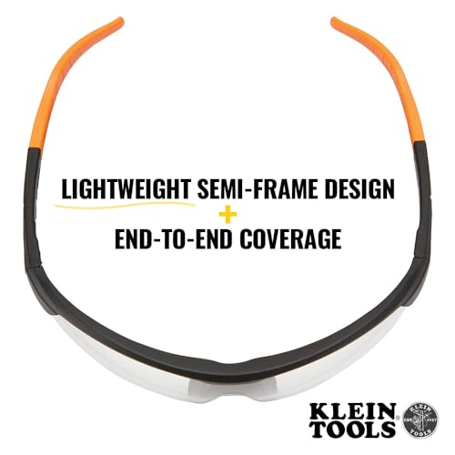 KLEIN TOOLS 60159 Safety Glasses, PPE Protective Eyewear with Semi Frame, Scratch Resistant and Anti-Fog, Clear Lens - color: Clear Lens, size: Single