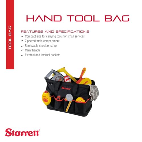 Starrett Zippered Hand Tool Bag - Durable Construction with Exterior & Interior Pockets - Medium Size for Easy Storage & Organization - BGM - size: Medium