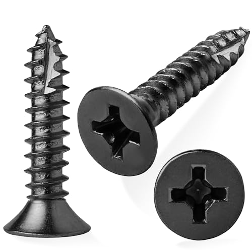 Cauldham Black Wood Screws #9 x 1 Inch for Door Hinges - 25 Pack - color: Black