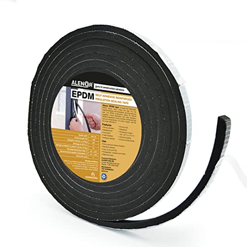 Alenor EPDM Black Foam Insulation Tape Self Adhesive 2/5"x3/5" x 16' Ft –Pack of 1- Weather Stripping for Doors & Windows,Soundproofing,Door Seal,Weatherstrip,Pipe Cooling,Air Conditioning Seal Strip - size: 2/5"x 3/5" Inch x 16' Ft