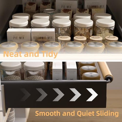 2 Pack 15.3'' Deep Expandable Slide Out Cabinet Shelf No-Drill Pull Out Drawer with Nano Film Adhesive, Heavy Duty Pull Out Tray for Kitchen, Pantry & Bathroom, Black - color: 2 Pack Black