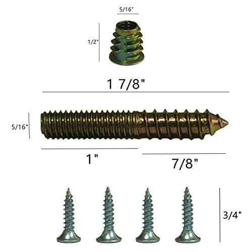 WEICHUAN Furniture Legs Mounting Hardware Sets - Include 5/16" -18 Coarse Attachment Plates, 5/16" -18 Coarse Hanger Bolts, Threaded Nuts, Screws Adapters 4 Sets, for Sofa Couch Chair Legs