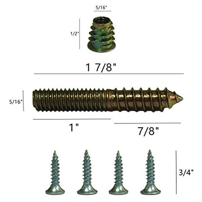 WEICHUAN Furniture Legs Mounting Hardware Sets - Include 5/16" -18 Coarse Attachment Plates, 5/16" -18 Coarse Hanger Bolts, Threaded Nuts, Screws Adapters 4 Sets, for Sofa Couch Chair Legs