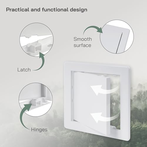Vent Systems White ABS Plastic Access Panel 6 x 6 Inch (Cut-Out) - Access Door for Drywall, Wall, Ceiling - Electrical, Plumbing Service Wall Hole Cover - Inspection Door - 6.6 x 6.6 Inch (Outer) - size: 6 X 6 Inch / 150 X 150 Mm