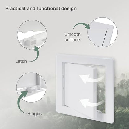 Vent Systems White ABS Plastic Access Panel 6 x 6 Inch (Cut-Out) - Access Door for Drywall, Wall, Ceiling - Electrical, Plumbing Service Wall Hole Cover - Inspection Door - 6.6 x 6.6 Inch (Outer) - size: 6 X 6 Inch / 150 X 150 Mm