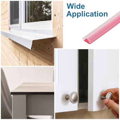 PATIKIL Silicone Weather Stripping Door Seal, 9.8 ft D Shape Weather Stripping Self Adhesive Door Seal Strip for Door Frame, Window Sealing, Large Gap, 25/64" Wx5/128 Tx1/5 H, Clear/Red - size: 9.8 ft Long, 25/64"Wx5/128"Tx1/5"H