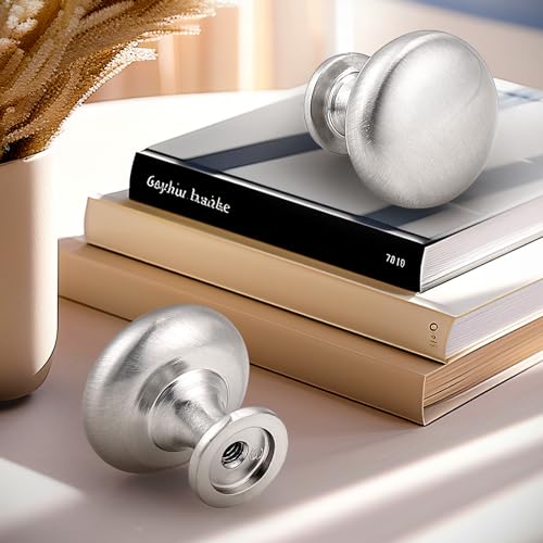 Probrico 5 Pack Cabinet Knobs Hardware,Furniture Round Knobs in Brushed Nickel Finish,1-3/16 inch(29.5mm) Diameter Kitchen Pull Knobs - color: Brushed Nickel