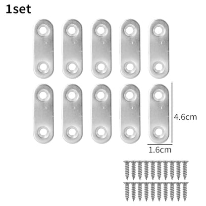 10set Stainless Steel Brace Bracket with Screws Repairing Fixing Connection Plate Flat Straight Furniture Corner Brackets (46x16mm) - color: 46x16mm
