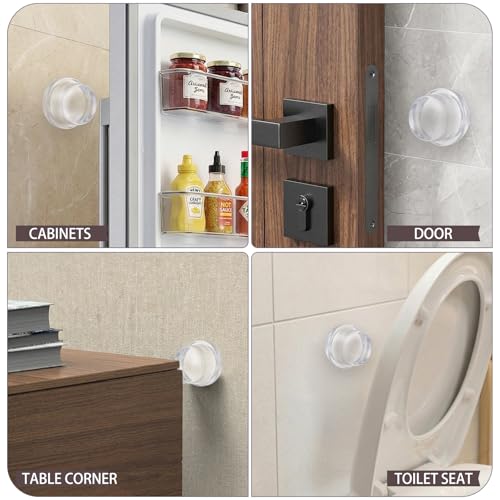 Extra Thick 1" Clear Door Stoppers for Wall – 2 Pack Self-Adhesive Silicone Cylinder Bumpers, Heavy-Duty Door Knob Wall Protectors, Noise Reduction for Nurseries, Bedrooms, Rentals & Home Offices