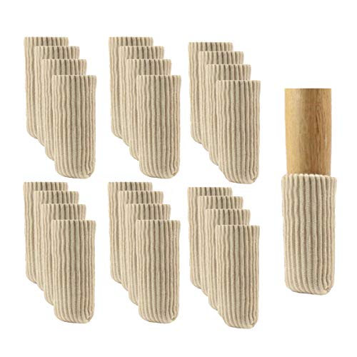 24 PCS Furniture Leg Knitted Furniture protector - Chair Leg Floor Protectors for Avoid Scratches, Furniture Leg Socks for Moving Easily and Reduce Noise, Beige - color: Beige