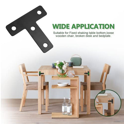 Uenhoy 20 Pcs T Shape Flat Mending Plates 50mm x 50mm (2" x 2") T Corner Braces T Bracket Connector Fixing Repair Plates for Furniture, Black - size: 50x50mm/2"x2", style: T Shape
