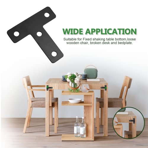 Uenhoy 20 Pcs T Shape Flat Mending Plates 50mm x 50mm (2" x 2") T Corner Braces T Bracket Connector Fixing Repair Plates for Furniture, Black - size: 50x50mm/2"x2", style: T Shape