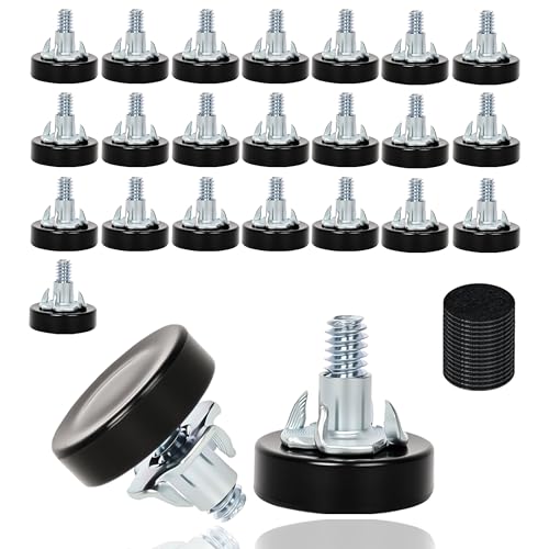 24 PCS 1/4" Thread Furniture Feet Levelers,Furniture Leveling Feet with T-Nuts,Suitable for Tables, cabinets, Chairs, Stool Legs - color: Black 24 Pack, size: 1/4 in with T nut