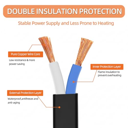 Power Extension Cord Black Polarity Cable Cord Indoor Use with 125V 5A 625W 2-Prong 2 Outlets Ideal for Holiday Lights, Lamps, Security Cameras, Appliance 16FT (1 Pack) - size: 16FT Black (1 Pack)