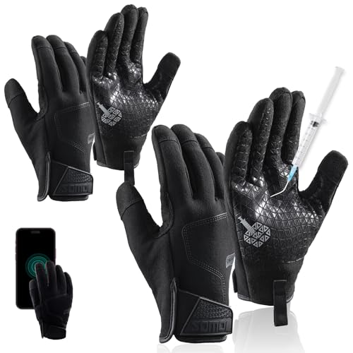 TAILI Level 3 Needle-resistant, Level 5 Puncture-resistant and A7 Cut-resistant Work Gloves, Grip Enhanced, Breathable, Touchscreen Gardening Gloves for Men, Black, Small (S), 2 Pairs - size: Small (2 Pairs), style: Needle-resistant, Cut-resistant