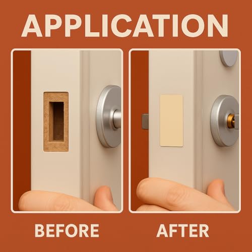 10 Pcs Door Hole Filler Plates 1"x2-1/4", Blank Strike Plate Covers with Double-Sided Tape, Deadbolt Lock Repair Kit, Door Edge Shim for Wood & Metal Doors