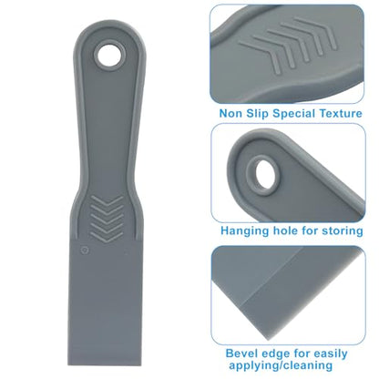 1.5 Inch Plastic Putty Knife Scraper, 5Pcs Flexible Spackle Knife for Spackling, Air Bubble Remover, Sticker Installation, Used for Repairing Walls, Pasting Plaster, Scraping Putty (Grey)