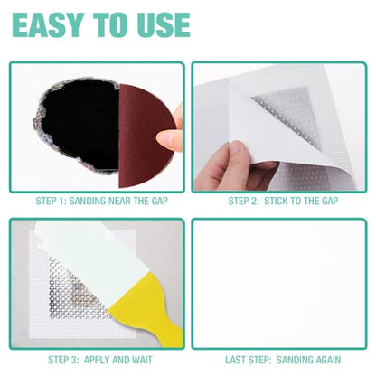 16Pcs Wall Patch Repair Kit - 4/6/8 Inch Drywall Repair Patch Kits- Aluminum Dry Wall Hole Patch for Large & Small Hole - Ceiling & Sheet Rock Repair Kit with Sandpaper & Putty Knife Scraper