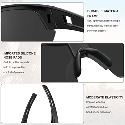 Tinted Safety Glasses for Men Women, Safety Goggles Impact Resistant, ANSI Z87.1+ UV400 Eye Protection, Anti Scratch - color: 6pack-grey