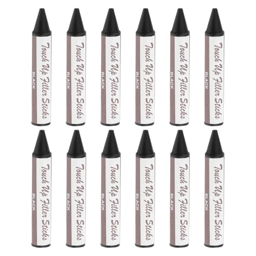 PATIKIL Furniture Markers Touch Up, 12 Pcs Wax Wood Filler Sticks Furniture Repair Crayons for Scratches, Wood Floor, Holes, Tables, Black - color: Black