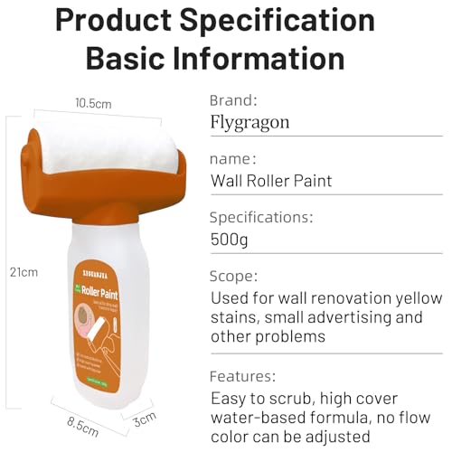 White Paint for Walls, Touch up Paint for Wall with Roller Brush Walls Repair Tool, for Remove Graffiti, Scratches, Stains, Yellowing, Pintura Blanca para Pared