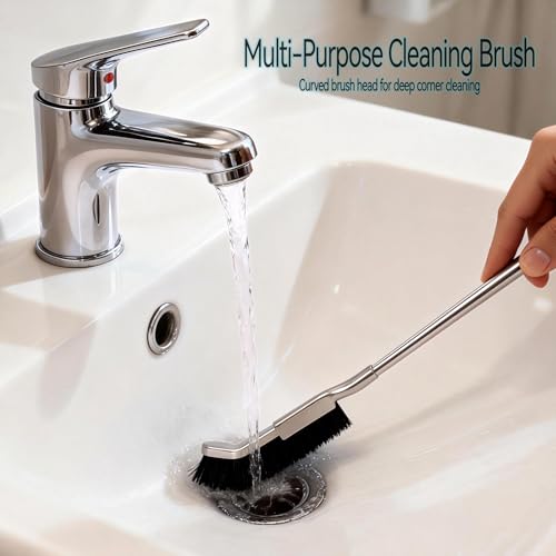 2pcs Stainless Steel Long-Handled Crevice Cleaning Brush, a Powerful Multi-Purpose Household Cleaning Tool, Suitable for Cleaning deep crevices in Kitchen Sinks, Bathroom Tiles, Window Tracks, etc
