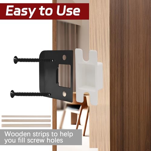 Extended Lip Strike Plate, 2-1/4 x 2-1/4 Inch Stainless Steel Door Lock Repair Kit with Spacer Shim, Extender Striker for Wider Jambs, Enhanced Latch Engagement & Frame Protection (Black) - color: Black