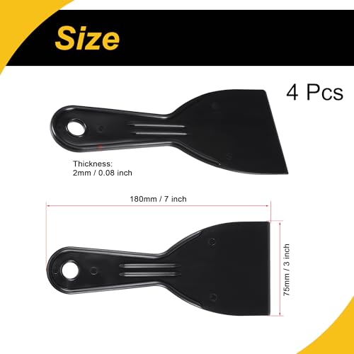 4 Pcs Putty Scraper 3" ABS Plastic Spatula Drywall Patch Repair Spreader Wall Covering Smoother Black - size: 3"