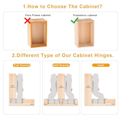 4pcs Professional Grade Inset Soft Close Cabinet Hinges, Frameless Concealed European Style with Four-Hole Clip-On Mounting Plate and Screws, Nickel Plated Finish - color: Inset, size: 2 Pairs