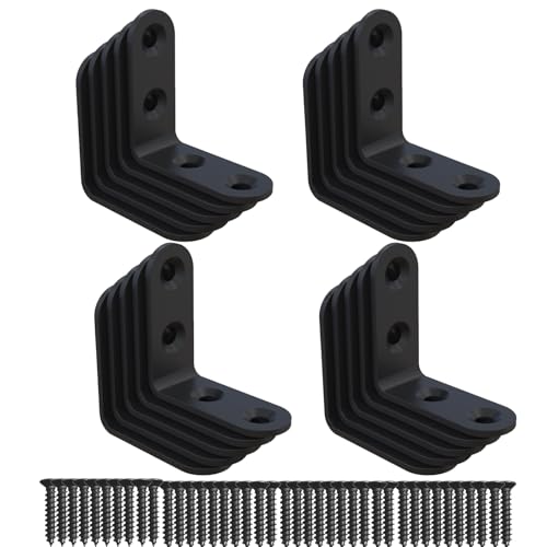 Corner Brace, L Bracket, Corner Brackets of Stainless Steel,Small Angle Support for Home Improvement, Metal Iron Braces for Wood Aufuga (20, Black, 1.6x1.6x0.6) - color: Black, size: 1.6x1.6x0.6
