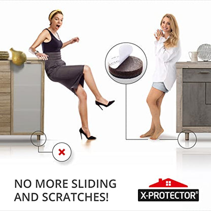 X-Protector Non Slip Round Anti Slip Pads - Self-Adhesive Rubber - 60 PCS, 1' - Ideal Furniture Stoppers for Hardwood Floors - size: 60 Round 1"