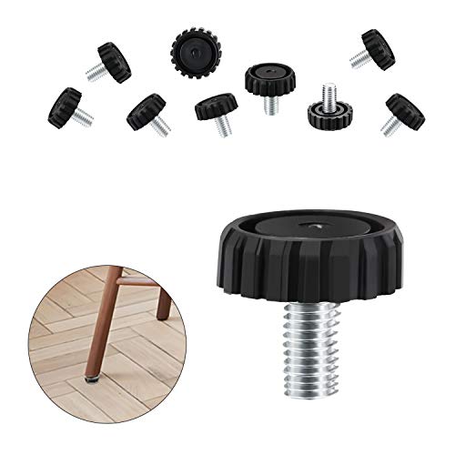 Hotop 30 Packs M8 Screw on Furniture Glide Leveling Foot Adjustable Diameter Home Black Metal Table Desk Glide Leg Leveler Leveling Foot Adjuster