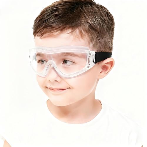 Kids Safety Goggles, Kids Lab Goggles,Soft silicone nose cushion and adjustable headband - color: White
