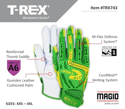 MAGID TRX743 ANSI A6 Cut-Resistant Windstorm Series® Hi-Vis Impact Gloves, 2 Pairs, Size 5/XXS - size: 5/XXS, style: 2 Pairs
