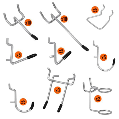 50-Piece Pedboard Hook Set, Durable Metal Hooks for Tool Hangging, Workshop, Garage and Home Organization