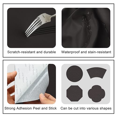 Self Adhesive Leather Repair Patch,8x12 inch Vinyl Repair Kit,Leather Repair Kit for Furniture,Car Seat,Couch,Office Chair,2 Pcs Coffee - color: Coffee, size: 8*12inch
