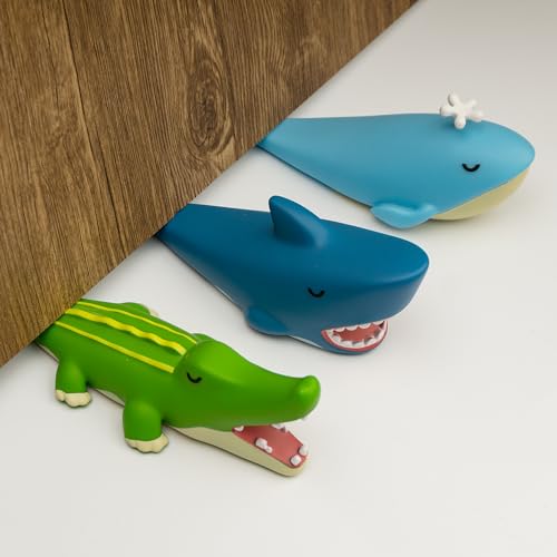 3Pcs Cute Door Stopper, Cartoon Shark Crocodile Whale Animal Door Stop, Decorative Door Wedge for Home and Office Floor(Patented) - color: Shark Crocodile Whale