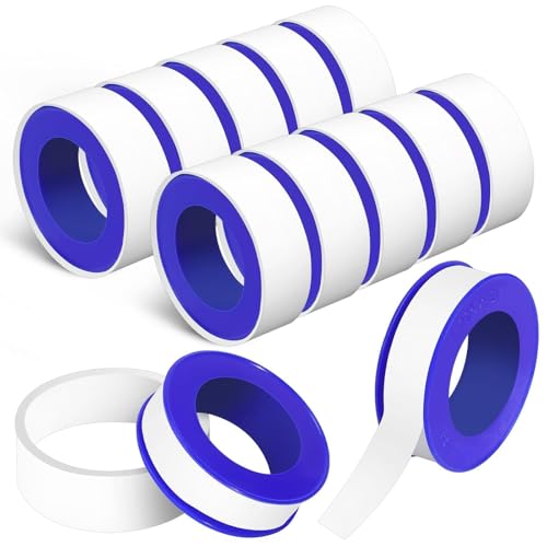 12 Rolls Teflon Tape for Plumbers, 1/2 x 520 Inches PTFE Thread Seal Tape, White Pipe Sealant for Shower Head, Water Pipe Sealing and Leak Prevention, Sealing Tape for Threaded Connections