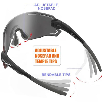 RIDE YOUR WAY Professional wrap around Frameless Cycling Sunglasses for Men and Women - color: M.black-red Ml