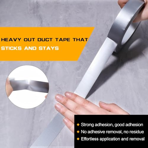 Silver Duct Tape 1 Inch x 33 Yards, Heavy Duty Waterproof Repair Tape, Straight Hand-Tear Cloth Tape for DIY Craft, Camping Gear, Home Maintenance & Packing - color: Silver