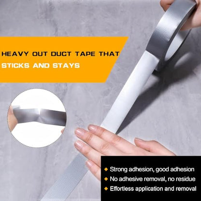 Duct Tape Heavy Duty Silver 2 Pack - High-Tack Adhesive Waterproof Tape for Rough Surfaces & Wood Metal - No Tool Hand Tearable for Home Repair, Camping & HVAC - 2 Inch x 20 Yards - color: Silver