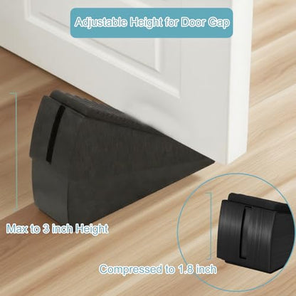 2 Pack Heavy Duty Door Stop, Strongest Tall Door Stopper Up to 3 inch, Built-in Spring Door stoppers for Bottom of Door, Large Rubber Door Stopper Wedge for Any Gate Gap